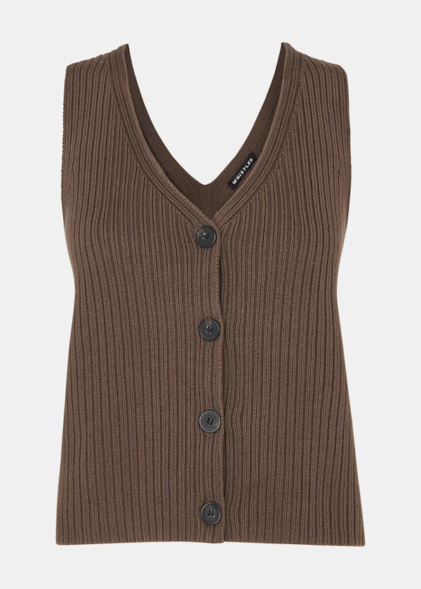 Chocolate Button Front V Neck Tank