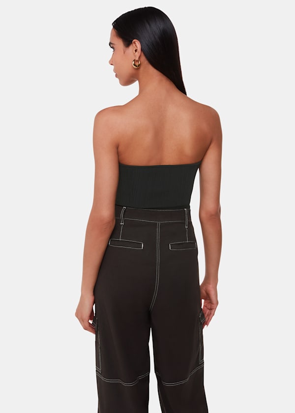 Black Knitted Bandeau Top
