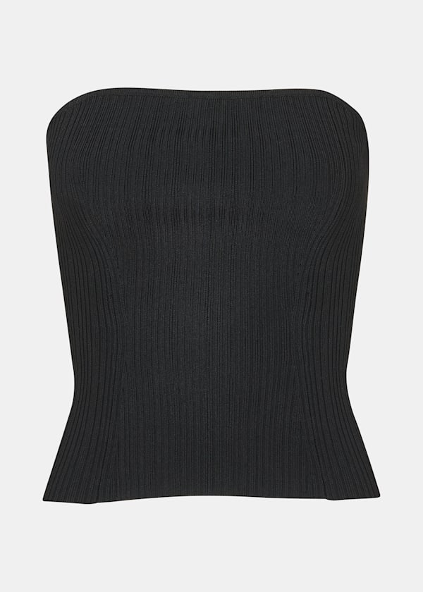 Black Knitted Bandeau Top