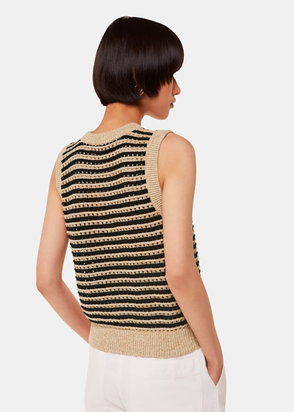 Black Crochet Stripe Tank