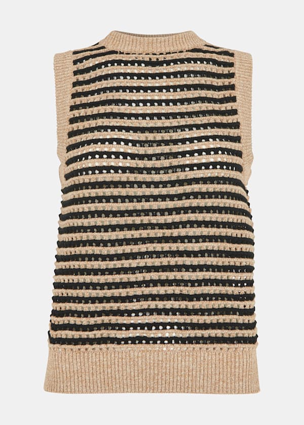 Black Crochet Stripe Tank