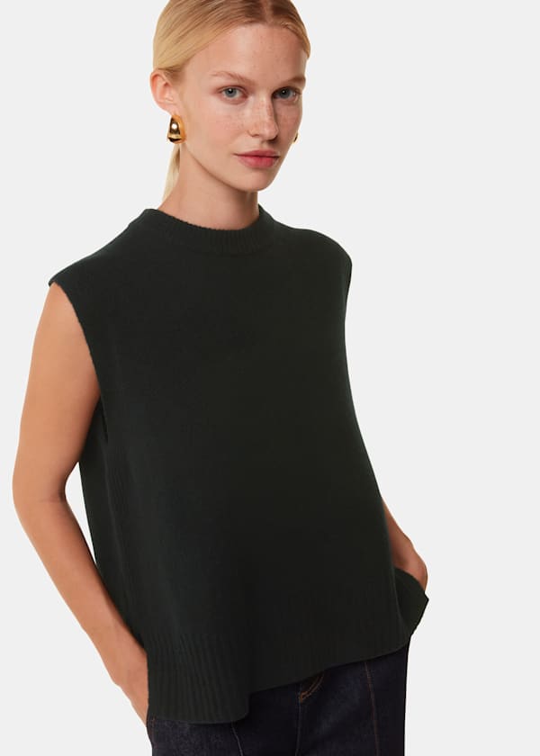 Black Wool Sleeveless Tank