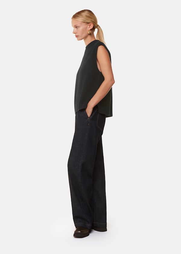 Black Wool Sleeveless Tank