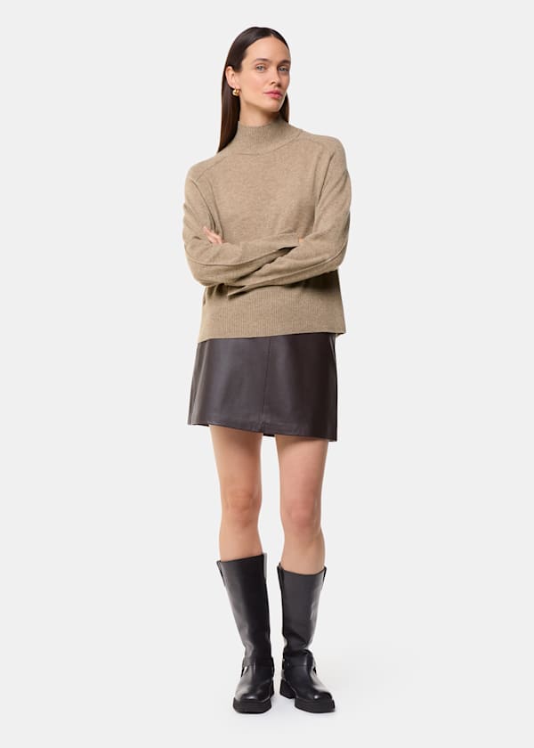 Oatmeal Cashmere Funnel Neck