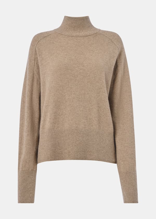 Oatmeal Cashmere Funnel Neck