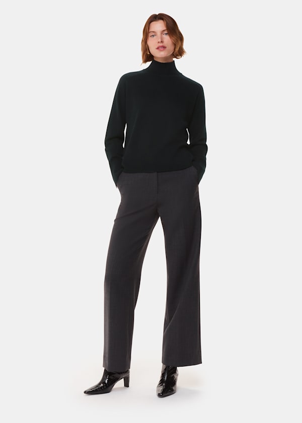 Black Cashmere Funnel Neck