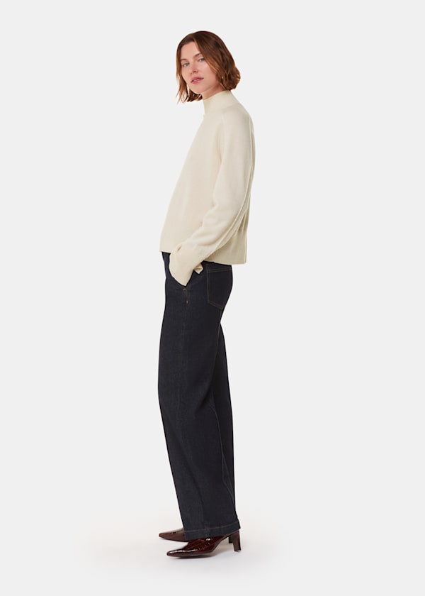 Ivory Cashmere Funnel Neck