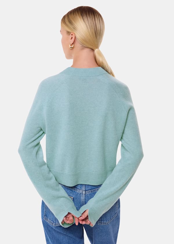 Pale Blue Cashmere Crop Crew