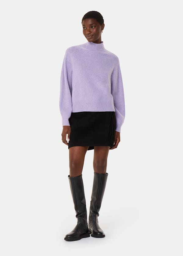 Lilac Wool Funnel Neck Knit