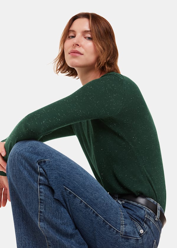 Dark Green Annie Sparkle Crew Neck