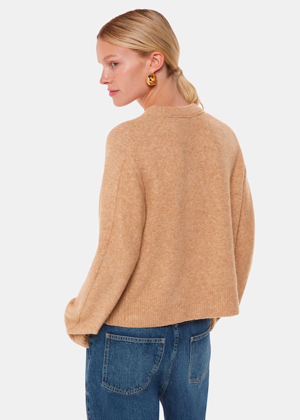 Camel Alana Wool Mix Crew Neck Sweater
