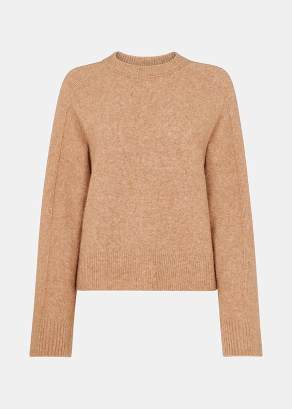 Camel Alana Wool Mix Crew Neck