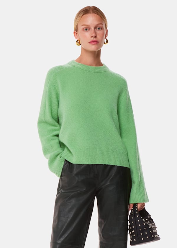Green Alana Wool Mix Crew Neck