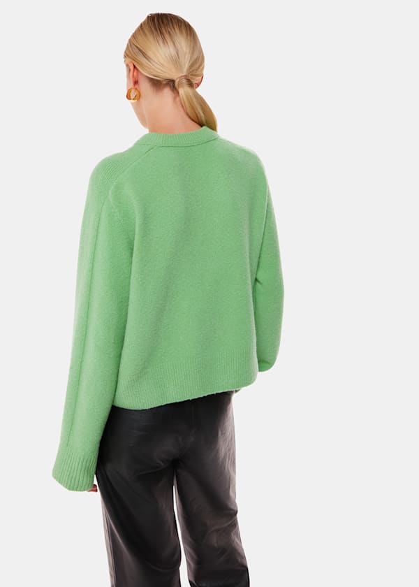 Green Alana Wool Mix Crew Neck Sweater