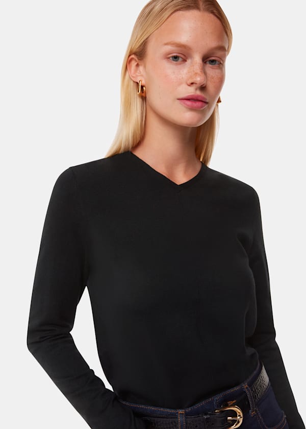 Black Mila V Neck Sweater