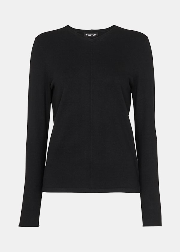 Black Mila V Neck Knit