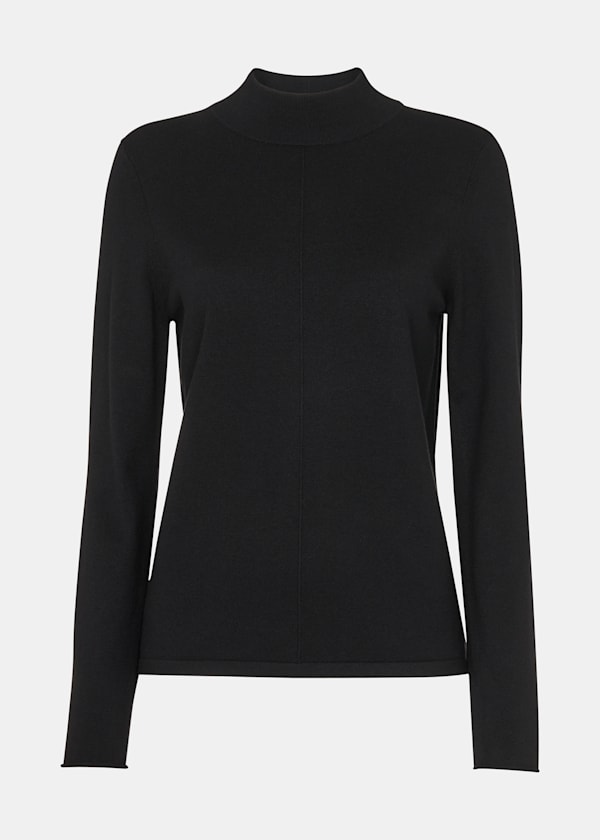 Black Mira Funnel Neck Knit