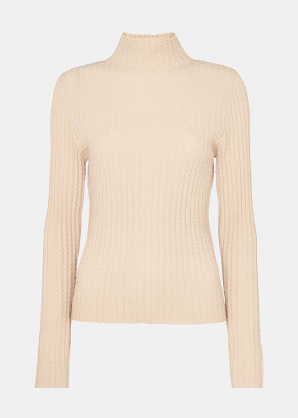 Ivory Textured Detail High Neck Knit
