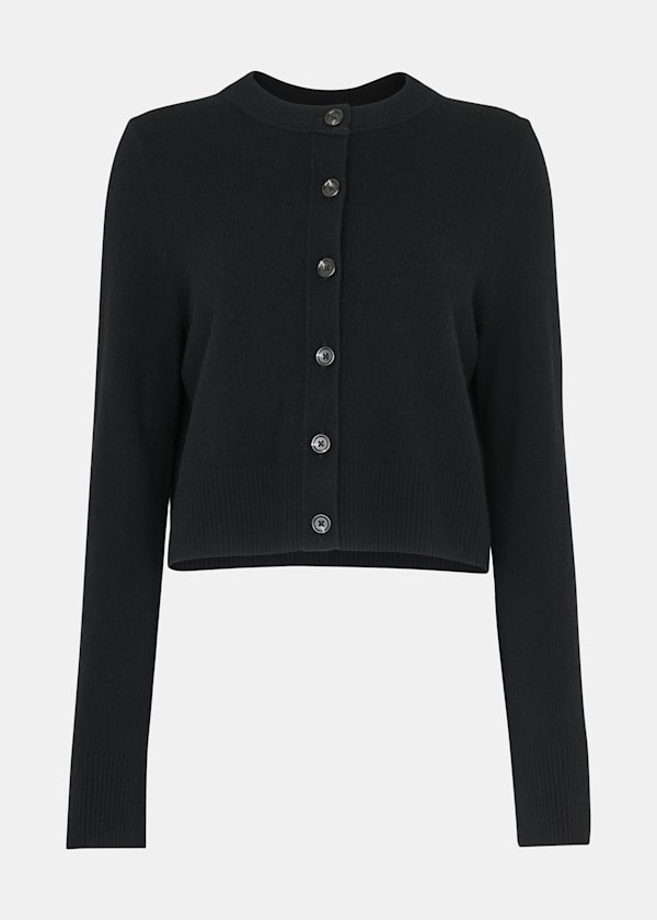 Black Wool Cropped Cardigan