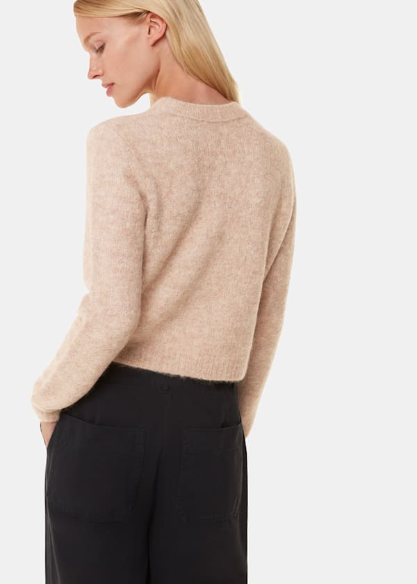 Neutral Alpaca Mix Fluffy Knit