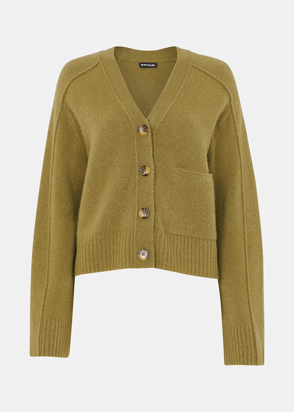 Sage Green Wool Mix Pocket Cardigan