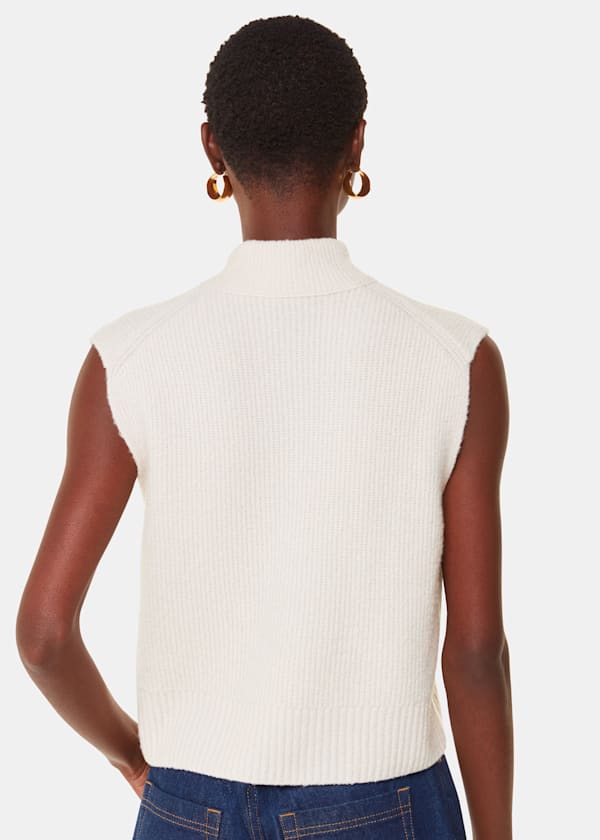 Ivory High V Neck Sweater Vest