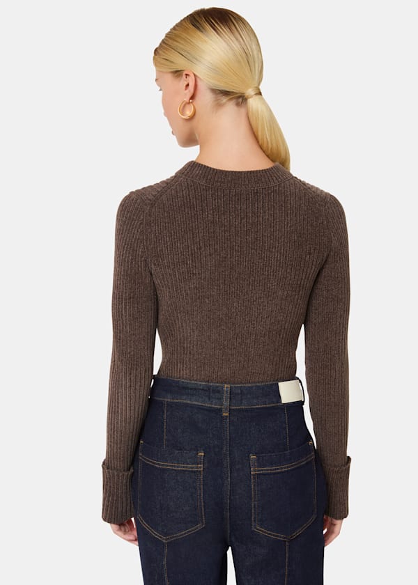 Brown Chenille Rib Detail Knit