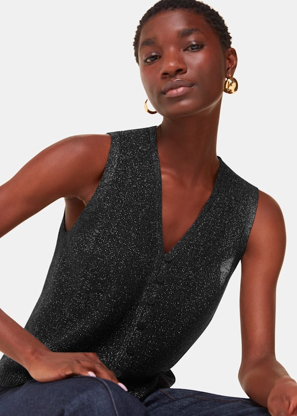 Black Sparkle Knit Tank