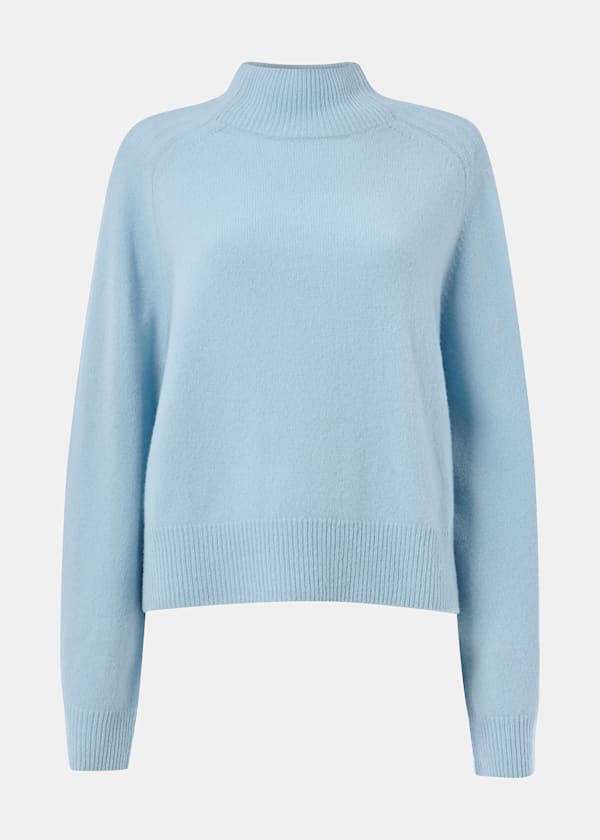 Pale Blue Wool Funnel Neck Knit