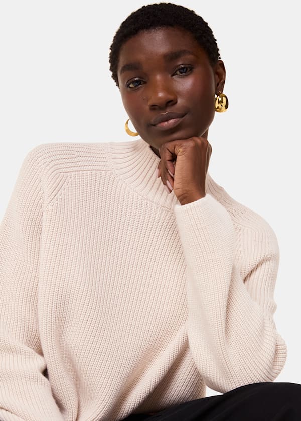 Ivory Wool Mix Side Detail Knit