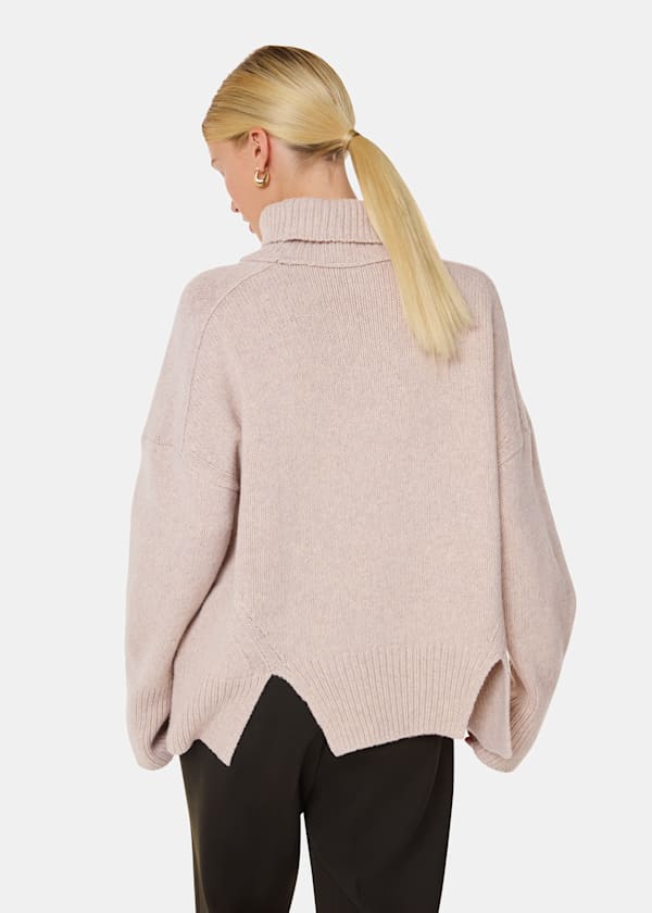 Ivory Wool Roll Neck Knit
