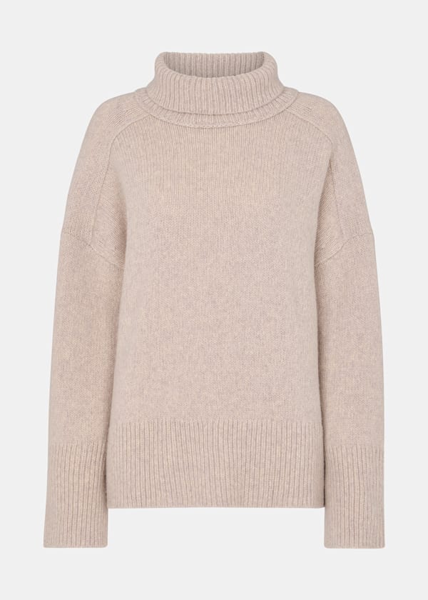 Ivory Wool Roll Neck Knit