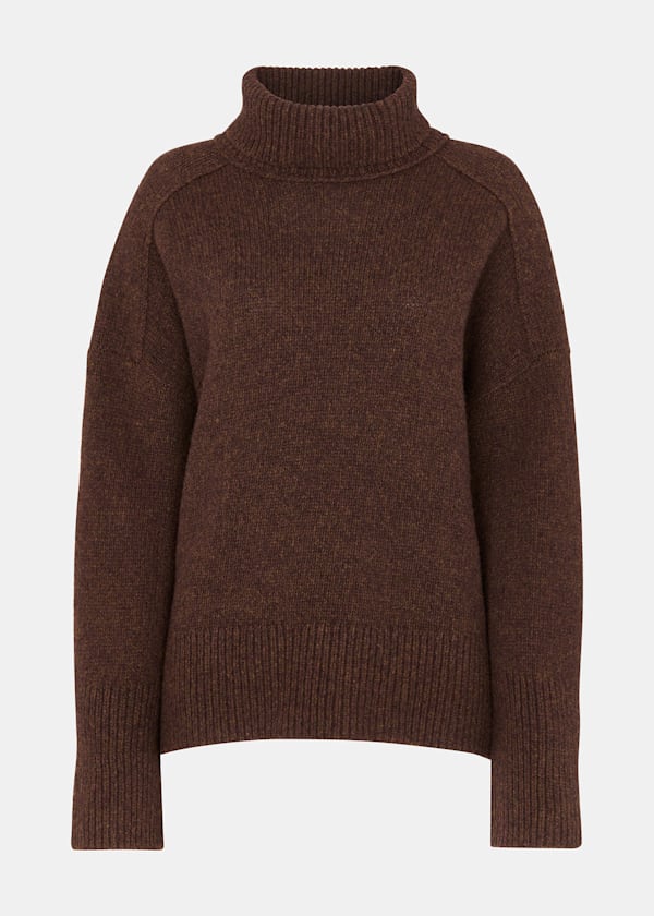 Brown Wool Turtleneck Sweater