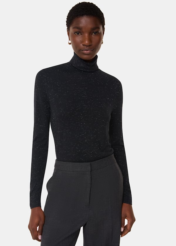 Black Annie Sparkle Roll Neck