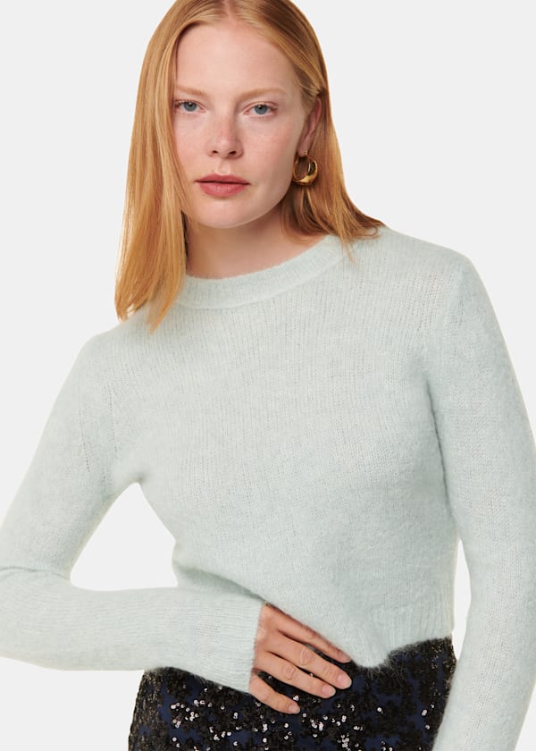 Mint Alpaca Mix Fluffy Sweater