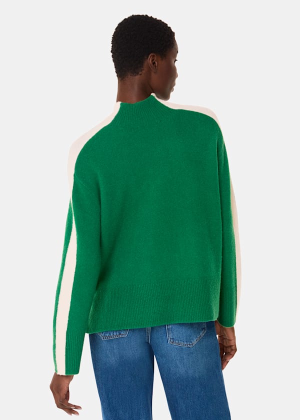 Green Colourblock Wool Mix Knit