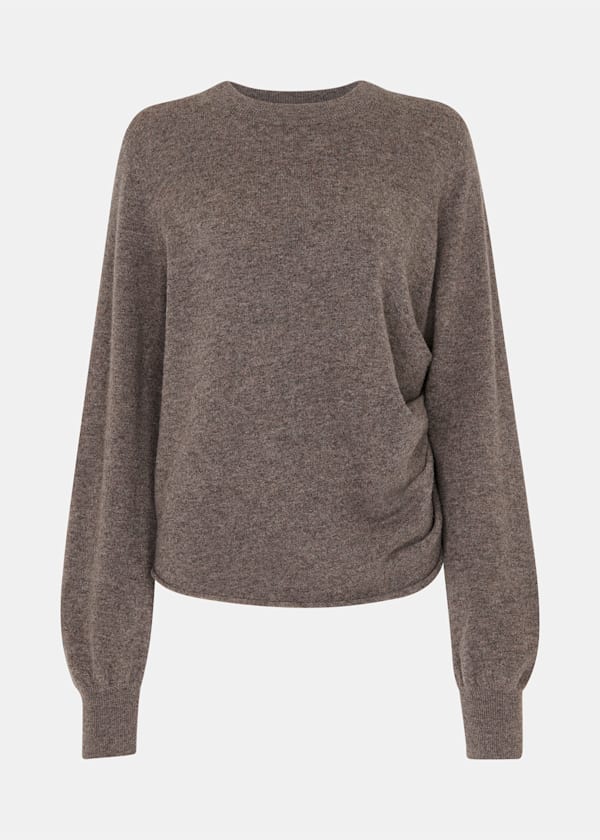 Taupe Side Ruched Detail Knit