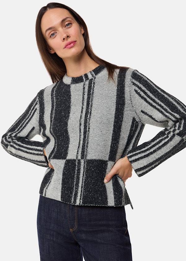 Black Block Stripe Wool Knit