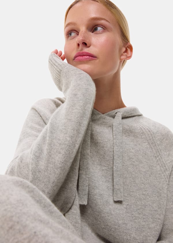 Grey Marl Cashmere Hoodie