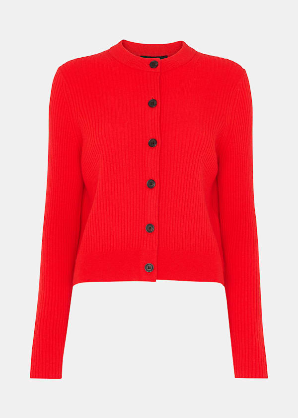 Red Jasmine Ribbed Cardigan