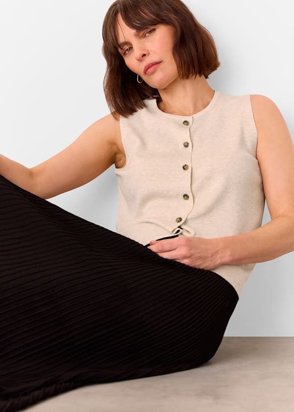 Oatmeal Lucy Button Front Knit Tank