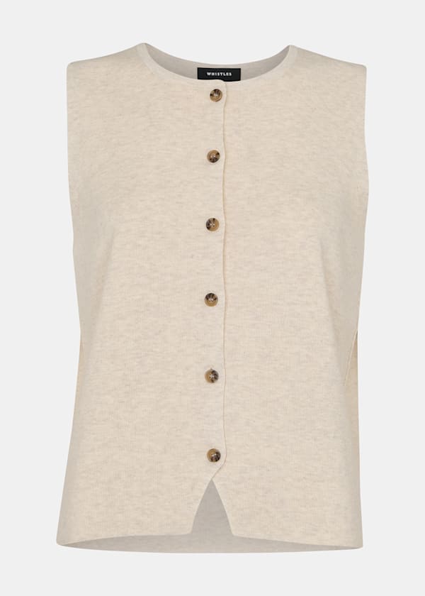 Oatmeal Lucy Button Front Sweater Vest