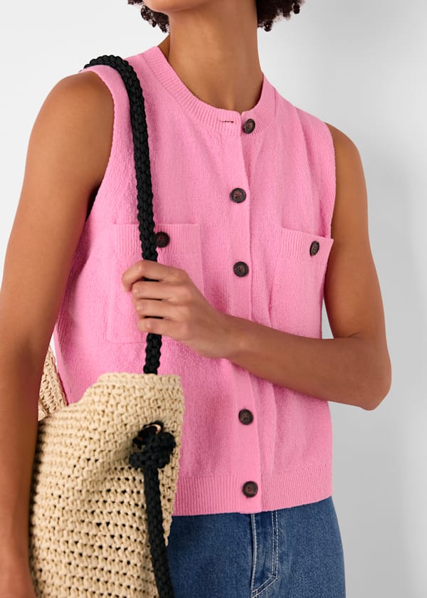 Pink Cotton Boucle Textured Tank