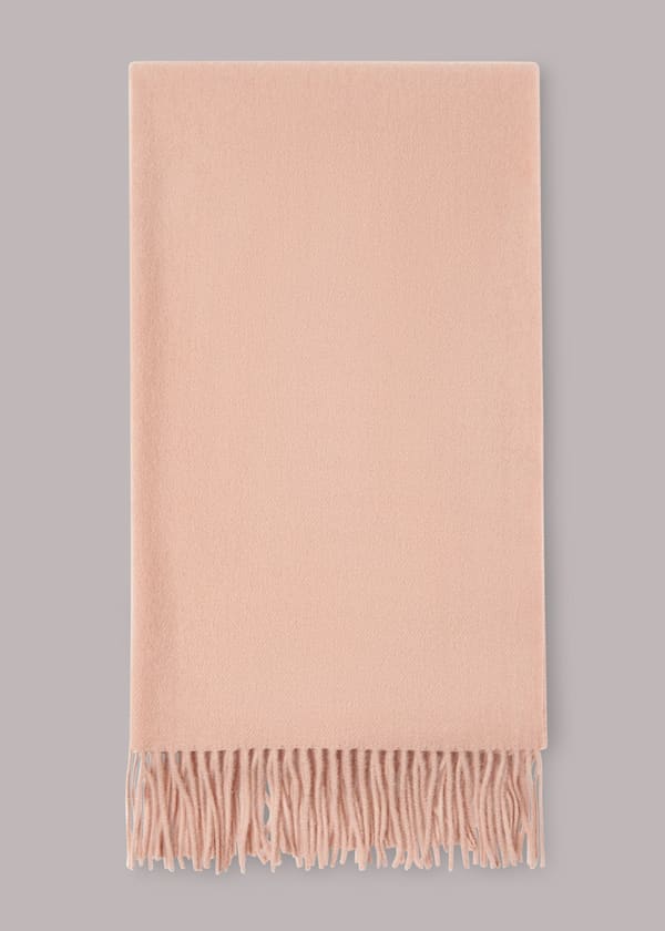 Pale Pink Fringed Wool Scarf