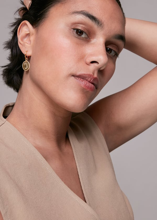 Gold Sun Disc Earrings