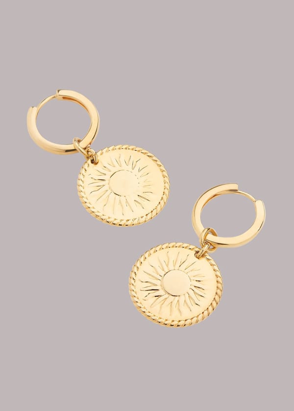Gold Sun Disc Earrings