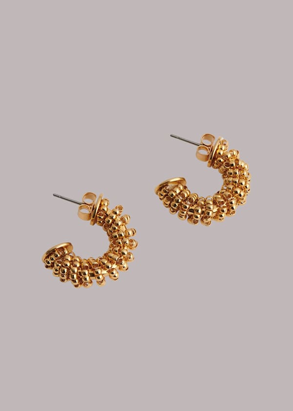 Gold Seed Bead Chunky Hoop