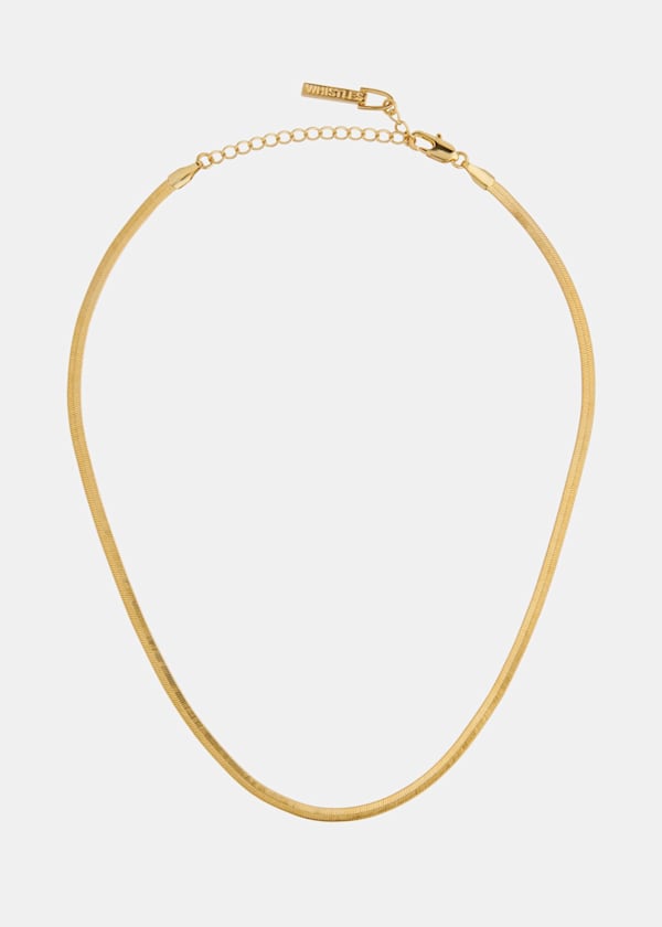 Gold Flat Snake Chain Necklace