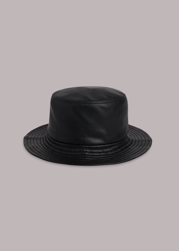 Black Leather Bucket Hat