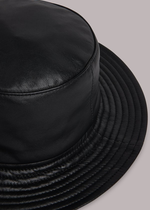Black Leather Bucket Hat